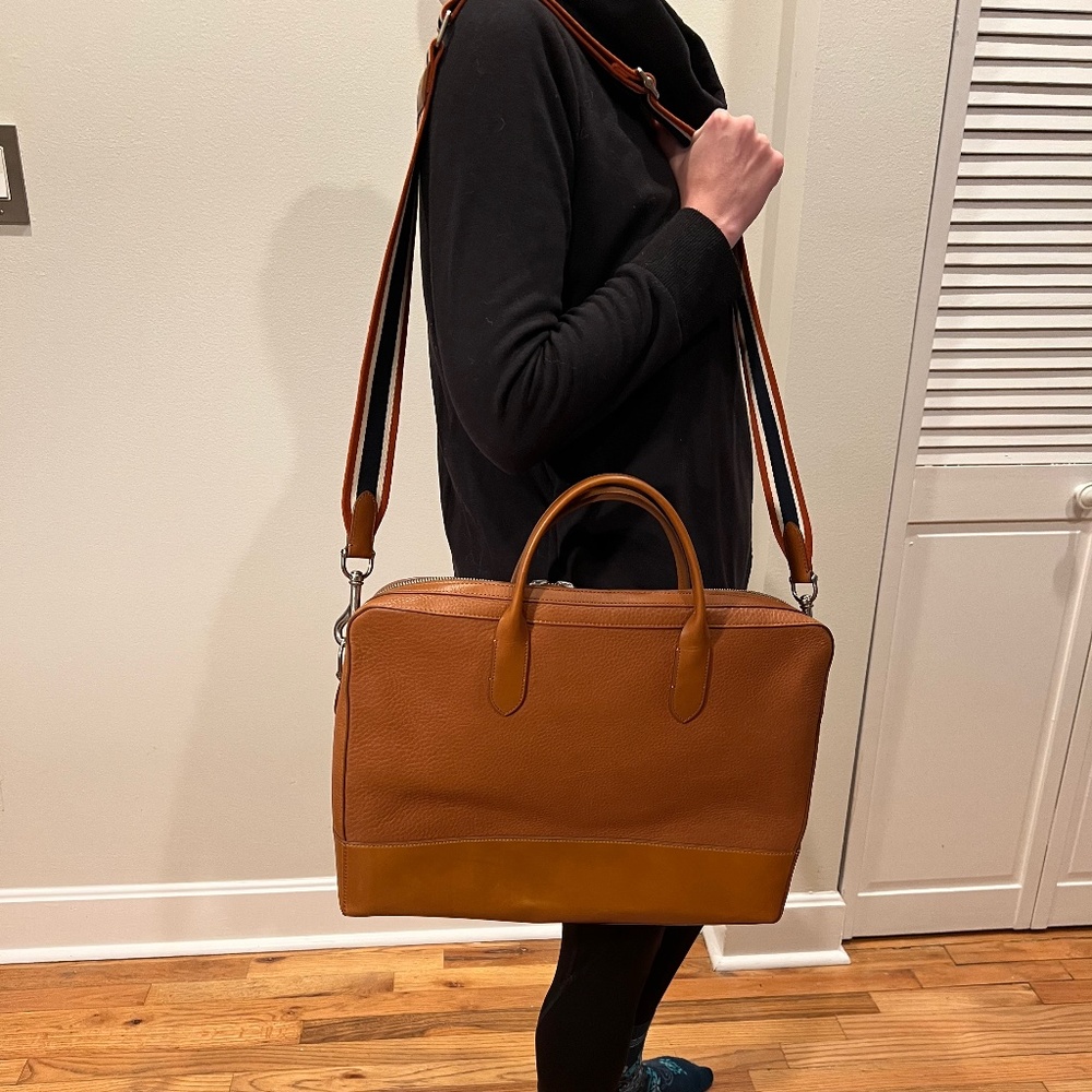 Brand New SHINOLA DETROIT CANFIELD 36-HOUR BRIEF  Vachetta Leather Bag org 895